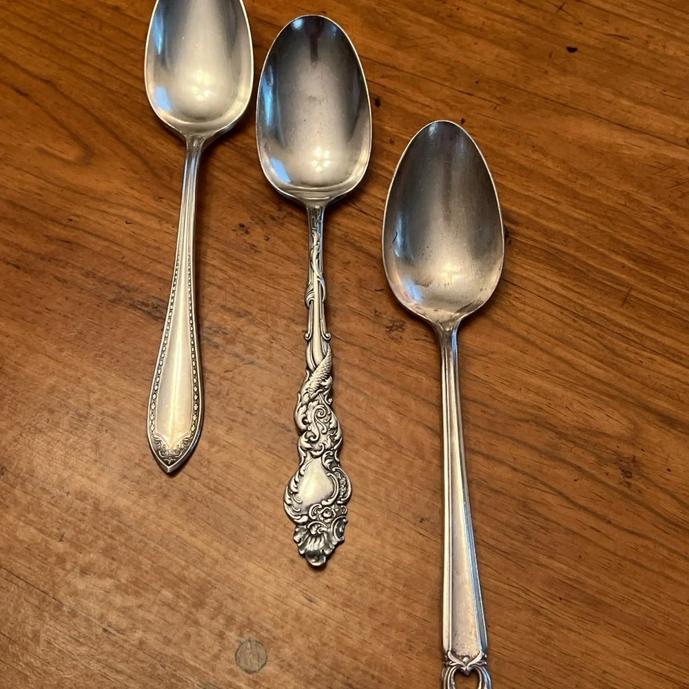3 Lovely Silver Serving Spoons